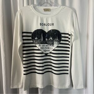 Attitude Paris Long Sleeve Bonjour Top